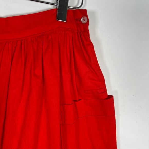 Vintage Frog a la Peche Women's Embroidered A-Line Skirt Red w/ Pockets *Read - Picture 3 of 6